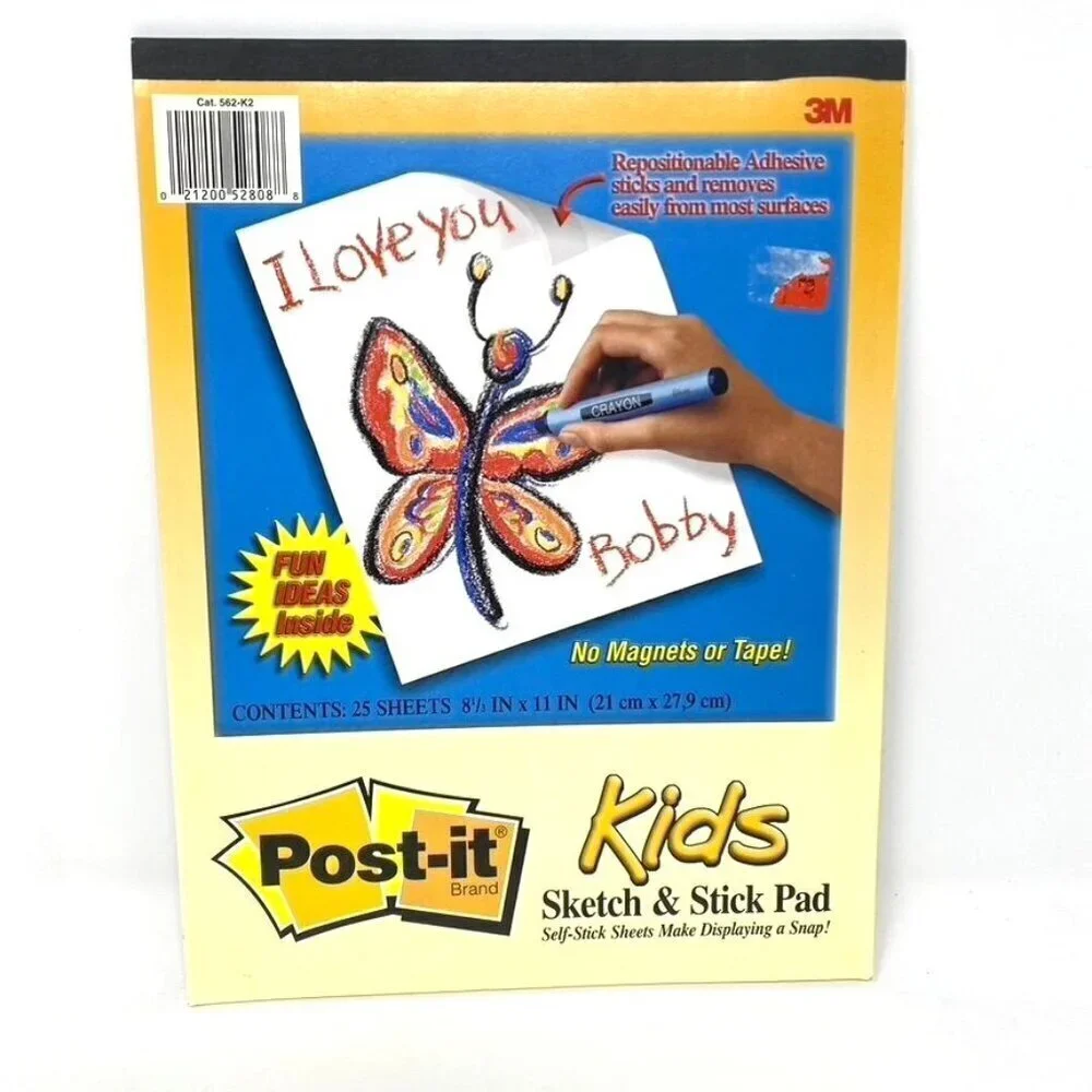 3M Post-It Kids Sketch & Stick Pad 25 Repositionable Adhesive Sheets 8.5